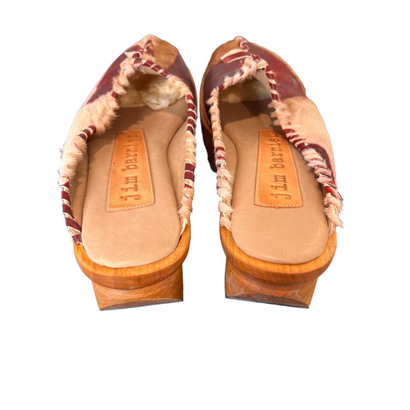 Jim Barnier Wooden Heel Clog Brick Must Women's Size 10 Platform Sandals Leather - Picture 5 of 7